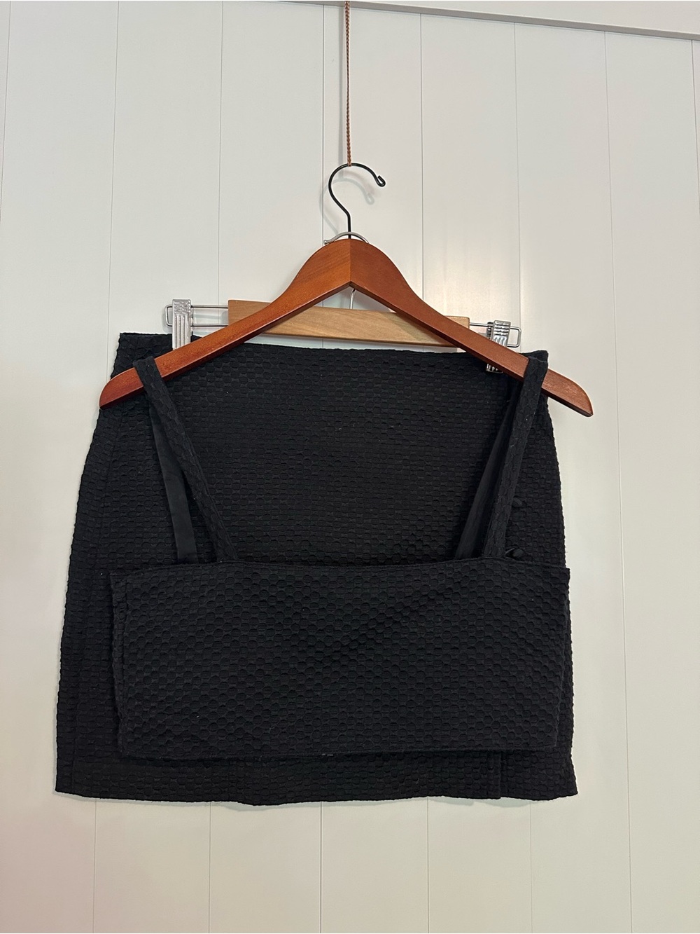 Textured Navy Blue Mini Skirt with matching top